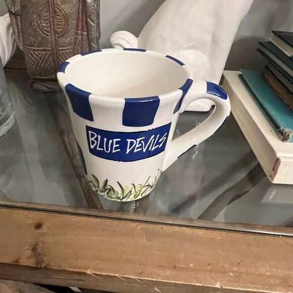 Duke Blue Devils painted collegiate Blue and White collegiate Ceramic Mug. - Picture 2 of 4